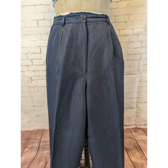 Petite Sophisticate Womens Slacks Trouser Size 8P Navy Blue Pleated High Waist - Picture 2 of 7